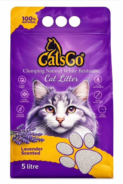 CATSGO LAVANTA KOKULU BENTONİTE KEDİ KUMU 5 LT